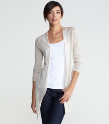 Straight Long Cardigan in Superfine Linen Knit