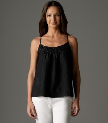 Racer-Back Cami in Sequined Silk Habutai