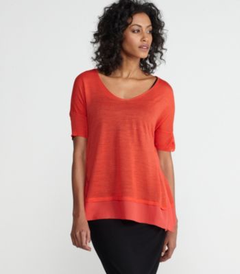 Silk Tussah Jersey with Chiffon Trim