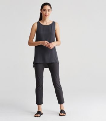 Slim Ankle Pant with Yoke in Washable Stretch Crepe