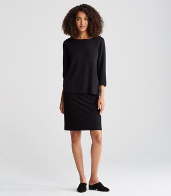 Knee-Length Pencil Skirt in Washable Stretch Crepe