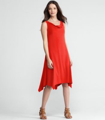 Petite Cowl Neck Knee-Length Dress in Viscose Jersey