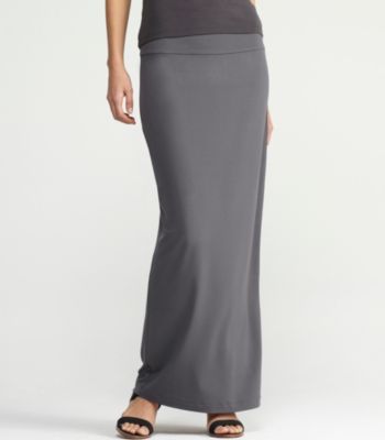 Plus Size Fold-Over Maxi Skirt in Viscose Jersey