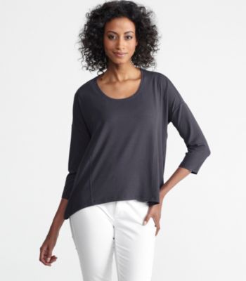 U-Neck Dolman 3/4-Sleeve Top in Viscose Jersey