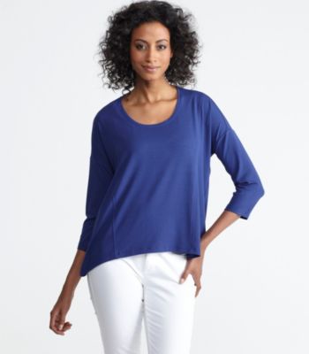 Petite U-Neck Dolman 3/4-Sleeve Top in Viscose Jersey