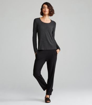 Long Lean Top in Stretch Viscose Jersey Melange