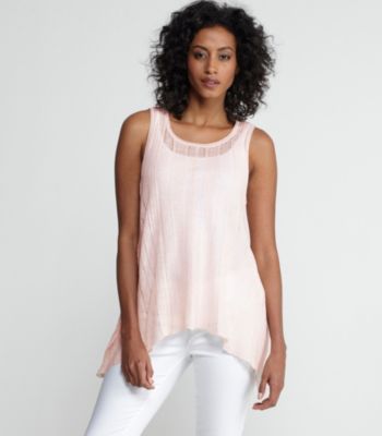 Scoop Neck SleevelessTunic in Variegated Linen Silk