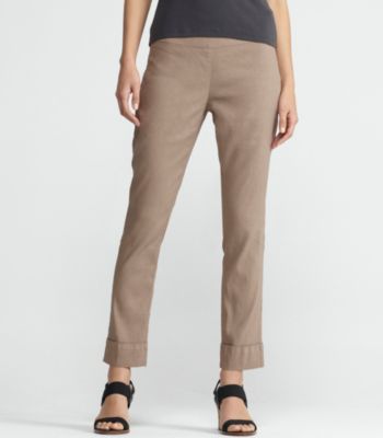 Slim Pant with Cuff in Linen Viscose Stretch