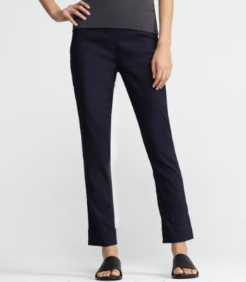 Slim Pant with Cuff in Linen Viscose Stretch