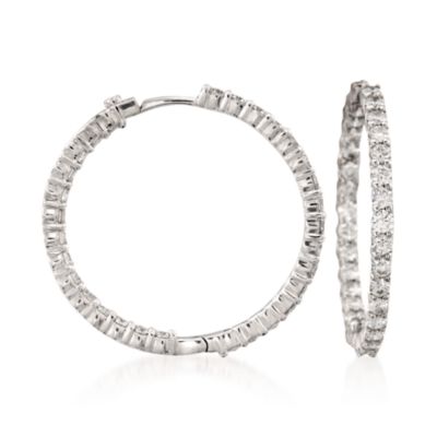 Roberto Coin 2.84 ct. t.w. Diamond In-And-Out Hoop Earrings With Ruby In 18kt White Gold &mdash; Alt Image 1