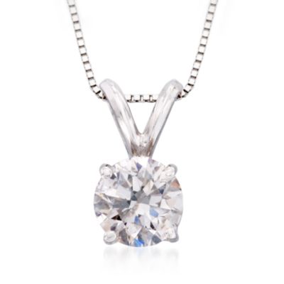 1.00 Carat Round Diamond Pendant In 14kt White Gold. 18" &mdash; Alt Image 1