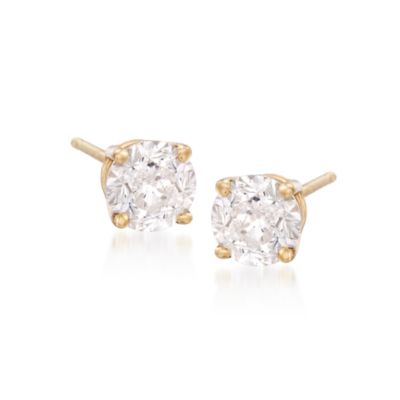 1.0 ct. t.w. Cubic Zirconia Stud Earrings In 14kt Yellow Gold &mdash; Alt Image 1