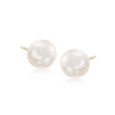 8.5-9mm Akoya White Cultured Pearl Earrings In 14kt Yellow Gold  &mdash; Alt Image 1