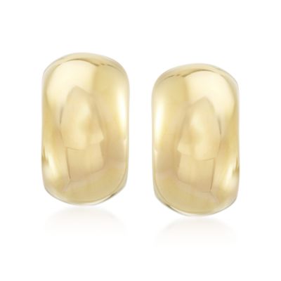 18kt Italian Yellow Gold Puffed Hoop Earrings  &mdash; Alt Image 1
