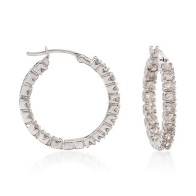 2.00 Carat Diamond In-And-Out Hoop Earrings In 14kt White Gold &mdash; Alt Image 1