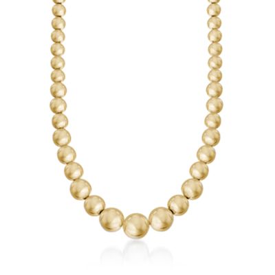 14kt Yellow Gold Graduated Beaded Necklace &mdash; Alt Image 1