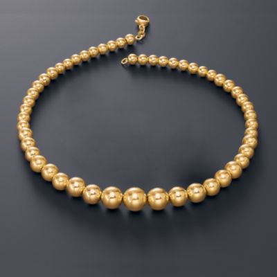 14kt Yellow Gold Graduated Beaded Necklace &mdash; Alt Image 2
