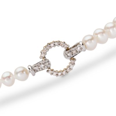 Cultured Pearl Bracelet With .15 ct. t.w. Diamond Clasp In 14kt Yellow Gold &mdash; Alt Image 2