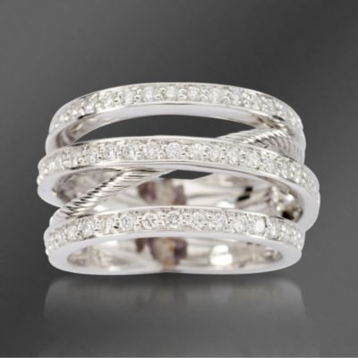 Charriol .85 ct. t.w. Diamond Cable Ring In 18kt White Gold &mdash; Alt Image 1