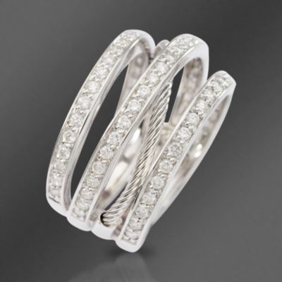 Charriol .85 ct. t.w. Diamond Cable Ring In 18kt White Gold &mdash; Alt Image 2