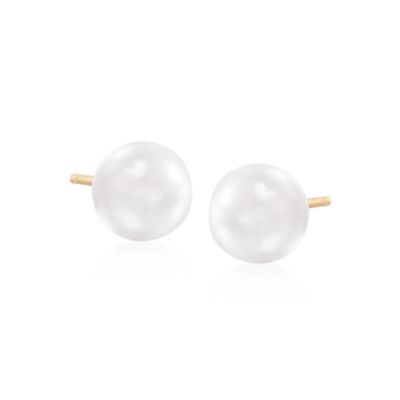 5.5-6mm Akoya White Cultured Pearl Earrings In 14kt Yellow Gold  &mdash; Alt Image 1