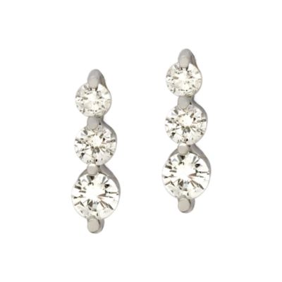 .50 ct. t.w. 3-Stone Diamond Post Earrings In 14kt White Gold &mdash; Alt Image 1