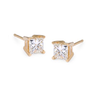 1.50 ct. t.w.  Princess-Cut Diamond Stud Earrings In 14kt Yellow Gold &mdash; Alt Image 1