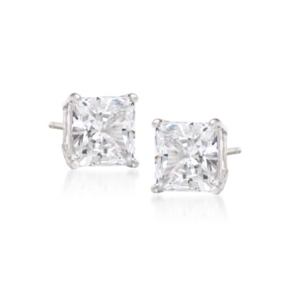 1.00 ct. t.w. Princess-Cut Diamond Stud Earrings In 14kt White Gold &mdash; Alt Image 1
