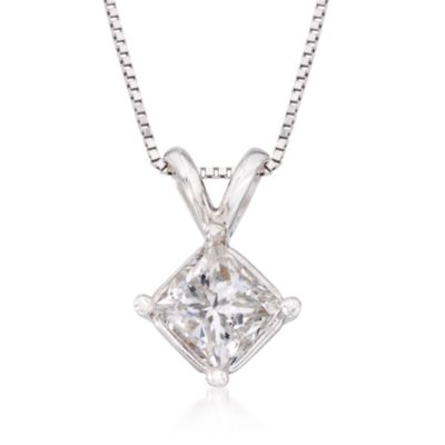 .25 Carat Princess-Cut Diamond Pendant In 14kt White Gold. 16" &mdash; Alt Image 1