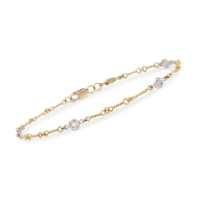 Roberto Coin .16 ct. t.w. Bezel-Set Diamond Link Bracelet With Ruby In 18kt Two-Tone Gold. 7" &mdash; Alt Image 1
