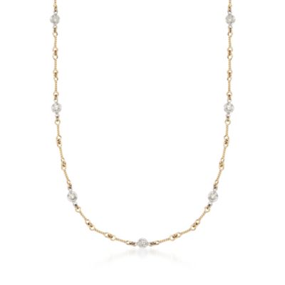 Roberto Coin .28 ct. t.w. Diamond Twist Link Necklace With Ruby In 18kt Two-Tone Gold. 16" &mdash; Alt Image 1