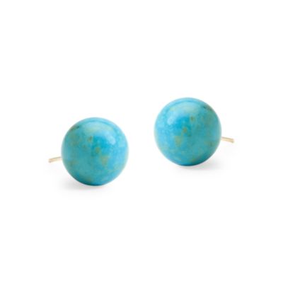 12mm Turquoise Stud Earrings In 14kt Yellow Gold &mdash; Alt Image 1