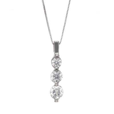 1.50 ct. t.w. 3-Stone Round Diamond Pendant In 14kt White Gold. 18" &mdash; Alt Image 1