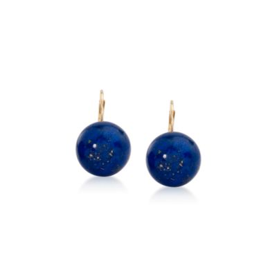 Lapis Ball Earrings In 14kt Yellow Gold  &mdash; Alt Image 1