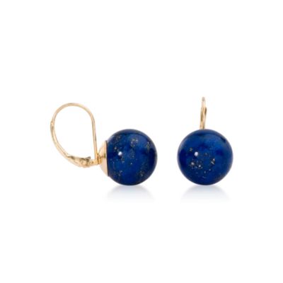 Lapis Ball Earrings In 14kt Yellow Gold  &mdash; Alt Image 2
