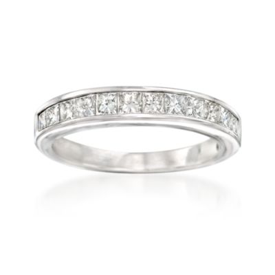 14kt White Gold Band With Twelve Princess-Cut Channel-Set Diamonds (1.00 ct. t.w.) &mdash; Alt Image 1