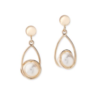 6mm Cultured Pearl Dangle Earrings In 14kt Yellow Gold &mdash; Alt Image 1