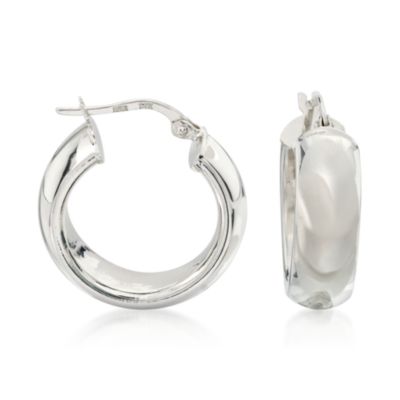 14kt White Gold Wide Band Hoop Earrings  &mdash; Alt Image 1