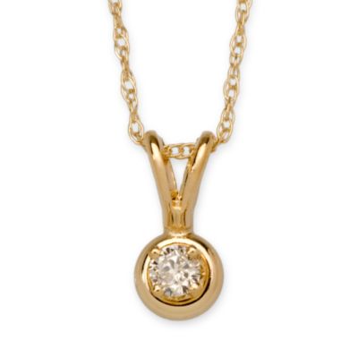 Child's Diamond Accent Necklace In 14kt Yellow Gold  &mdash; Alt Image 1