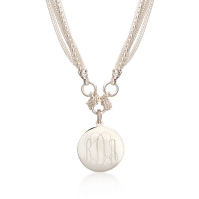 Sterling Silver Multi-Strand Monogrammed Disc Necklace &mdash; Alt Image 1