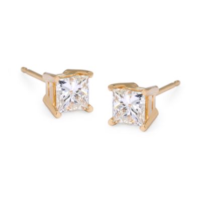 2.00 ct. t.w. Princess-Cut Diamond Stud Earrings In 14kt Yellow Gold &mdash; Alt Image 1