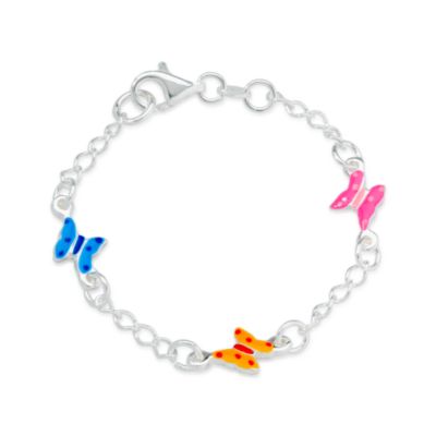 Child's Sterling and Enamel Butterfly Bracelet. 5.5" &mdash; Alt Image 1