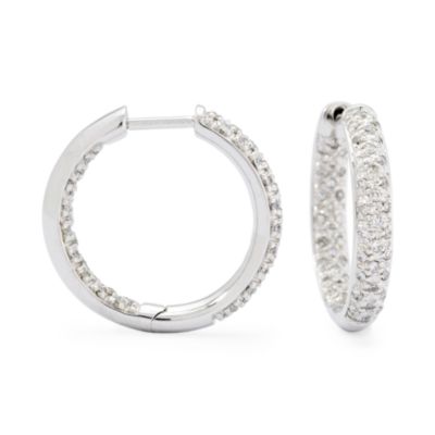 .50 ct. t.w.  Pave Diamond In-And-Out Hoop Earrings In 14kt White Gold  &mdash; Alt Image 1