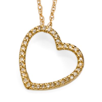 .15 ct. t.w. Diamond Heart Necklace In 14kt Yellow Gold. 16"