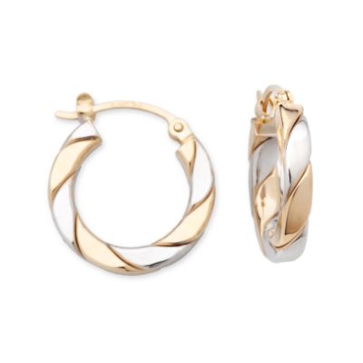 14kt Two-Tone Gold Braid-Motif Hoop Earrings  &mdash; Alt Image 1