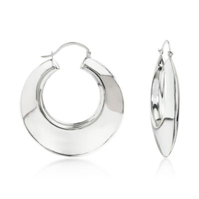 Sterling Silver Puffed Hoop Earrings &mdash; Alt Image 1