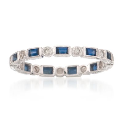 Sapphire and Diamond Eternity Band In 18kt White Gold &mdash; Alt Image 1