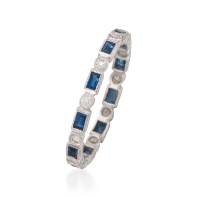 Sapphire and Diamond Eternity Band In 18kt White Gold &mdash; Alt Image 2