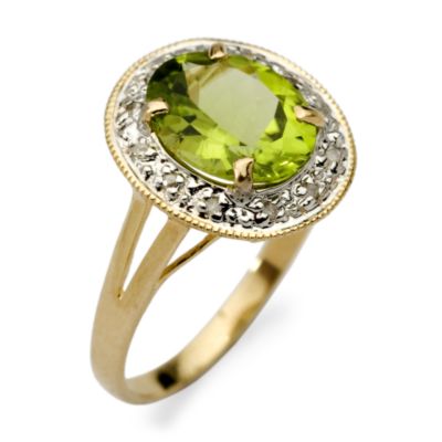 2.50 Carat Peridot and Diamond Ring In 14kt Yellow Gold. Size 7 &mdash; Alt Image 2