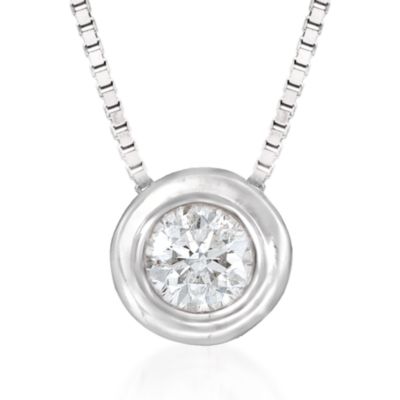 .12 ct. t.w. Bezel-Set Diamond Pendant In 14kt White Gold. 18" &mdash; Alt Image 1